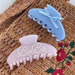 Hair Clips Barrettes Simple Pink Ballet Style Geometry Pearl Letter Hair Clip for Women Girl Summer Elegant Daily Hair Claws Headwear 231030