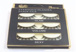 Natural Handmade Black False Eyelashes Fashion Makeup Fake Eyelashes Cross Messy Soft 3D Eye Lashes 3pairsset DHL9455375