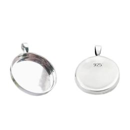 Beadsnice 925 sterling silver pendant trays cabochon mountings fit for 25 4mm round flat back stones po Jewellery pendant blanks 293g