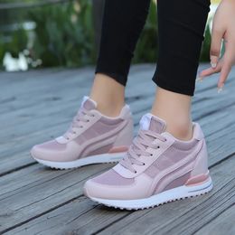 Dress Shoes Hidden Heels Wedges Sneakers Women Shoes Lace Up Breathable Spring Ladies Shoes Outdoors Walking Slip on Casual Shoes Heighten 231030