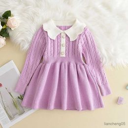 Girl's Dresses Winter Girls Knitting Wool Long Sleeve Dress Autumn Girls Baby Knitted Sweater Dress Casual Clothes R231031