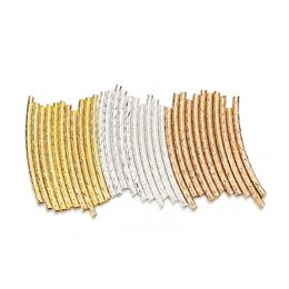 100pcs/lot 25-30 mm Stripe Copper Curve Tube Spacer Beads Connectors For DIY Jewellery Making Bracelet Necklace Accessories Jewellery MakingJewelry Findings