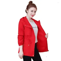 Women's Trench Coats Women Lined Windbreaker Spring Autumn Casual Hooded Short Coat Fashion Wild Ladies Zipper Jacket Korean Loose Outerwear