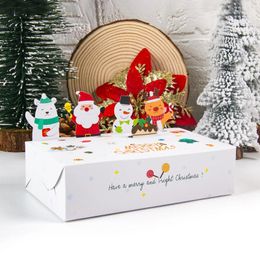 Gift Wrap 10pcs Merry Christmas Kraft Paper Box Cartoon Cookie 2023 Party Decor Xmas Navidad 2024 Year Kids Favour