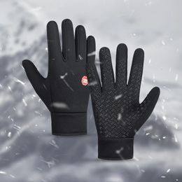 Cycling Gloves Winter Warm Wind Waterproof Breathable Nonslip Hiking Skiing Running Snowmobile Motorbike Men Black 231031