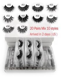 Whole 20 pairs 3d mink lashes bulk mix eyelash styles natural false eyelashes extension makeup soft dramatic mink eyelashes CX7588731