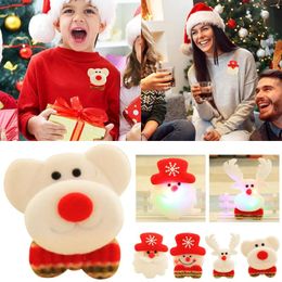 Party Decoration 4 Christmas LED Flashing Brooch Pins Lighted Bear Santa Snowman Ornaments Kids