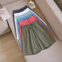 Women's Pants Cotton Linen Black Short Yellow Summer Trousers Green Pocket Wide Leg Casual Loose Knee Length Ladies Clothing