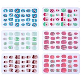 False Nails Children's Nail Stickers Full Cover Girls Cartoon Tips Fake Design Decal Heart Decor