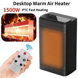 Home Heaters 1500W desktop warm air heater PTC fast heating furnace temperature digital display heater vibration head for indoor use 231031