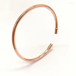 Bangle Russian 585 Purple Gold Plated 14K Rose Fashion Versatile Smooth Face Open Bracelet Birthday Gift