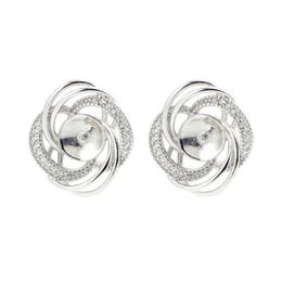 Pearl Earring Settings Gorgeous Design 925 Sterling Silver Cubic Zirconia Floral Stud Earring Mounting 5 Pairs317x