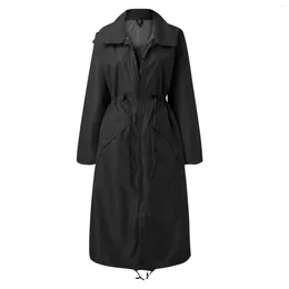 Women's Trench Coats Loose Ladies Autumn/Winter Windbreaker Korean Adult Fashion Raincoat Quilted Adjustable Waist