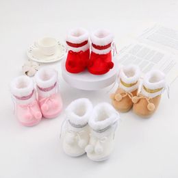 Boots Winter Infant Baby Boys Girls Cute Plush Flat ShoesBow Non-Slip Soft Sole First Walker Warm Shoes