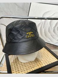 Chanles hats designer Trendy beans caps and Nair Fu fashionable Xiang Nair Fu Xiang Co branded Leather Black Fisherman Hat Female 2023 AutumnWinter Diamond Plaid Pla