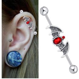 Plugs & Tunnels Drop Delivery 2021 14G Stainless Steel Snake With Red Cz Gem Industrial Bar Piercing Barbell Earring Fashion Body 274T