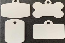 100pcs Tags Sublimation DIY Blank White Aluminium Double Sided Square Pet Dog tag ID Card Mix Style6914395