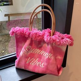 Evening Bags Large Capacity Tie-dye Women's Shoulder Summer Fashion Ladies Tassel Beach Handbags Female Travel Casual Tote Shopping Bag