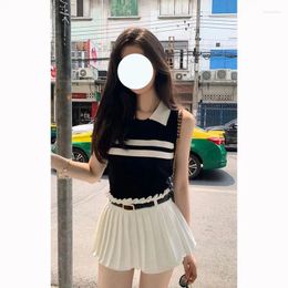 Work Dresses Two-piece / Single Ins Korean Trend Niche Undershirt Top Short Pleated Half-body Skirt Summer Suit Female