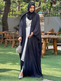 Ethnic Clothing Latest Pleated Loose Dress Muslim Robe Abaya Syari Female Full Length Tassel Worship Service Abayas Sets Wy1692