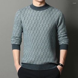 Men's Sweaters Brand Clothing Men Winter Korean Style Pattern Mens Warm Sweater O-neck Autumn Bottom Wool Pullovers