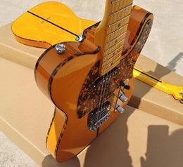 Clearance HS Anderson & Hohner Prince Madcat Mad Cat Flame Maple Top Yellow Amber Electric Guitar Leopard Pickguard Dual Red Turtle Binding Vintage Tuners