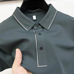 Men's Polos Summer Superior Quality Polo Shirt For Mens Luxury High Brand Ice Silk Breathable Business Fashion Shirts Male Clothes