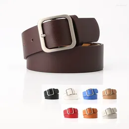 Belts 2023 Design Luxury Women Retro Belt Simple Versatile Square Button Leather Clothing Accessories Jeans 100cm