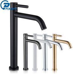 Kitchen Faucets Black Basin Faucet Bathroom Washbasin Water Mixer Tap Cold Sink Brushed Gold 231030