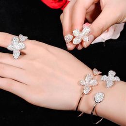 Choucong Wedding Bracelets Luxury Jewelry 18K White Rose Gold Fill Pave White Sapphire CZ Diamond Party Gemstones Women Open Adjus2896