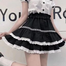 Skirts Summer Women High Elastic Waist Skirt Dancing Big Swing Ladies Lace Mesh Cake Short Fashion Casual Underskirt G86