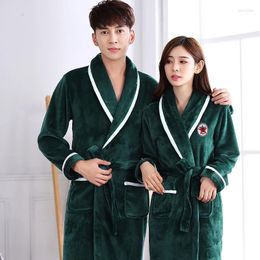 Men's Sleepwear Autumn Winter Plush Thickened Robes Plus Size 3XL Flannel Coral Fleece Couple Warm Nightgown Loose Casual Home Clothes