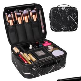 Other Massage Items Makeup Brushes Bag Travel Portable Cosmetic Brush Storage Marble Women Make Up Lip Organizer Case For Box Drop D Dh568