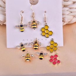 Dangle Earrings Bee Honeycomb Enamel Metal Gothic Witch Pendants Jewellery Ladies Fashion Gifts Classic Halloween Fantasy