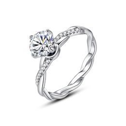 Moissanite Diamond Ring S925 Sterling Silver Twisted Classic Moissanite Ring Europe Women Fashion Luxury Ring Wedding Party Casual Versatile High end Jewellery SPC