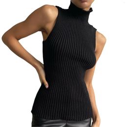 Men's Vests Women's High Neck Sleeveless Sweater Slim Fitting Top Waistcoat Streetwear Winter Clothes Women Pullover Solid Colour Vest