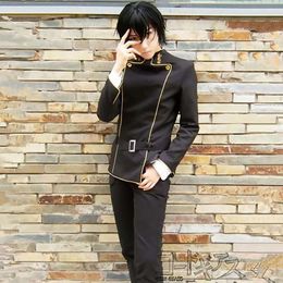 3pcs Anime CODE GEASS of the Rebellion Lelouch Lamperouge Cosplay Costume Halloween Party Men Coat + Pant +belt Outfits