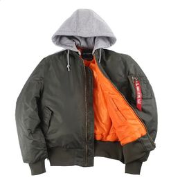 Men's Down Parkas Thick Ma1 Winter Bomber Jacket Men Military with Hood Vintage Oversize Pilot Coats Man MA-1 Hip Hop Windbreaker Plus Size 231030