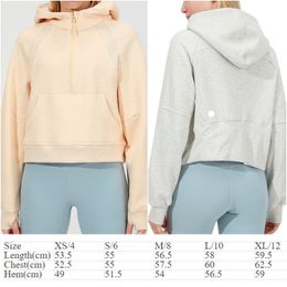 LU LU LEMONS Fiess Hoodies Exercise Wear Womens Yoga Outfit Sportswear Outer Short Jackets Outdoor Apparel Casual Adult Running Hooded Long Sleeve