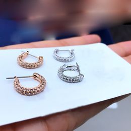 Women's Desinger Stud C-shaped Ring Rhinestone Elegant With Logo and Box Earrings Female Crystal Silver Plated Earrings Fashion Jewelry For Party