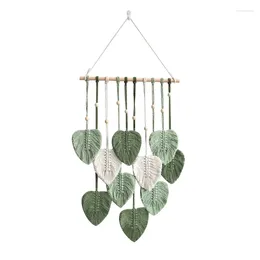 Decorative Figurines 1 Piece Wall Decor Feather Woven Leave Tassels Decoration Handmade Leaf Art Green