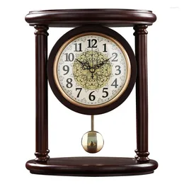 Table Clocks Retro Clock Wooden Silent Pendulum Desktop Vintage Living Room Home Decoration Luxury Interior Antiques Accessories