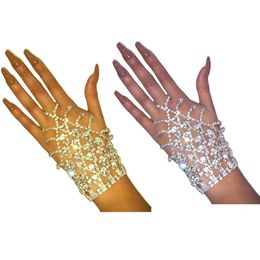 Charm Bracelets Fashion Tassel Rhinestone Hand Bracelets for Women Bohemian Crystal Finger Ring Bracelet Bangle Charm Jewelry 231030