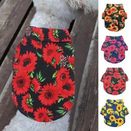 Dog Apparel Costume Sunflower Printing Cute Adorable Breathable High Elasticity Dress-up Air Permeable Pet Short Sleeve Shirt Outfit