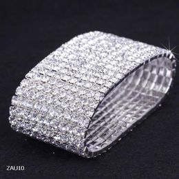 10 Rows White Rhinestone Bracelet Elastic Stretchy Wristband Bangle Party Wedding Bridal Jewellery ZAU10 5230m