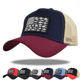 Ball Caps Mesh Cap American Flag Baseball Woven Label Duck Hat Breathable Truck Driver Shade Men And Women
