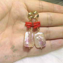 Dangle Earrings Color Baroque Pearl Earring 18 K Gold Ear Drop Accessories Hook Women Gift Cultured