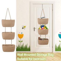 Storage Bags Over The Door Hanging Basket Woven Cotton Portable Saving Living Room Kitchen Bedroom