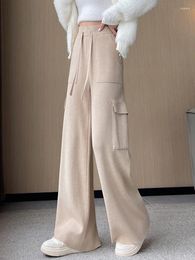 Women's Pants Leisure High Waist Narrow Wide Leg Knitted Workwear 2023 Autumn Fashion Clothing