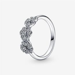 100% 925 Sterling Silver Triple Pansy Flower Ring For Women Wedding Rings Fashion Engagement Jewellery Accessories208l